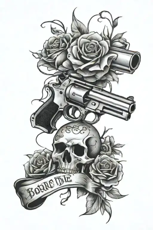 Gun Wrapped Around Flowers With Born To Die Wrote On The Barrel