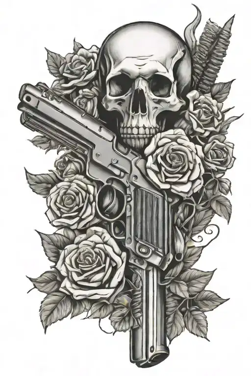 Gun Wrapped Around Flowers With Born To Die W Masce Ghostface