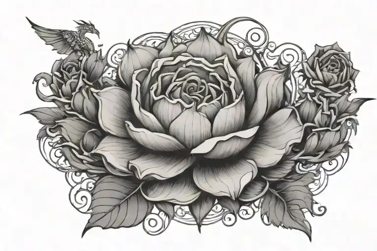 Rose Lotus And Dragon Wrapped