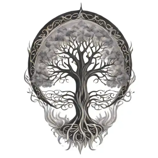 Tree Of Life In Flame Like Aura