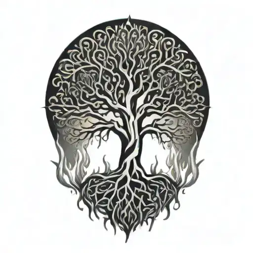 Tree Of Life In Flame Like Aura