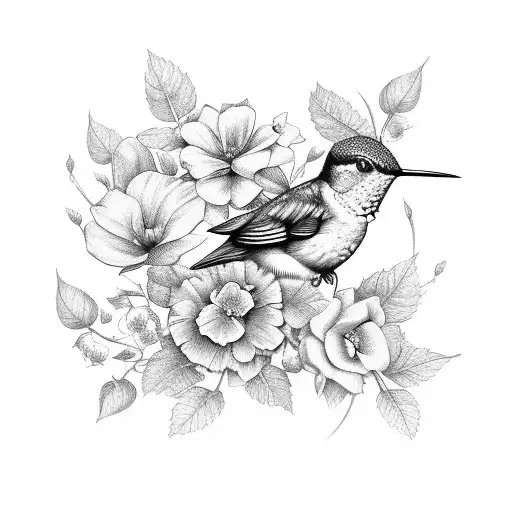 Flowers With Birds And Ivy Hummingbird Roses Scenery