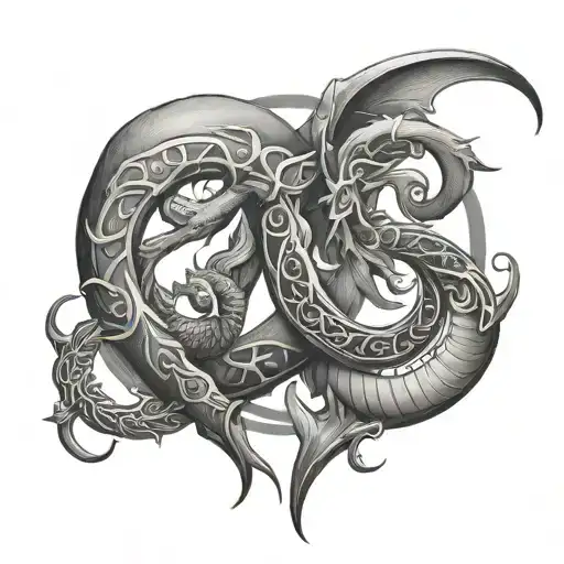 Capricorn And Pisces Symbol Intertwined