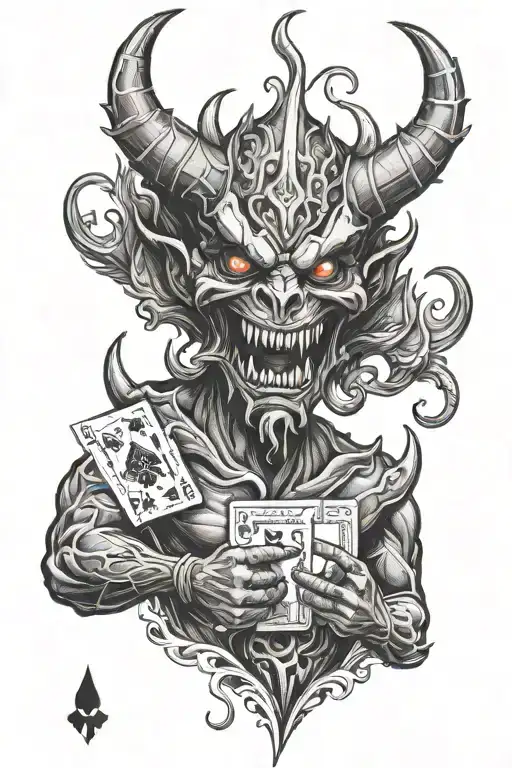 444 Playing Evil Demon Card