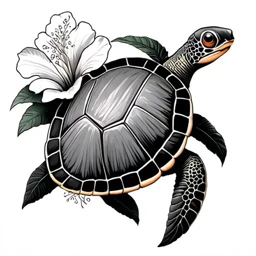 Turtle And Ibiscus