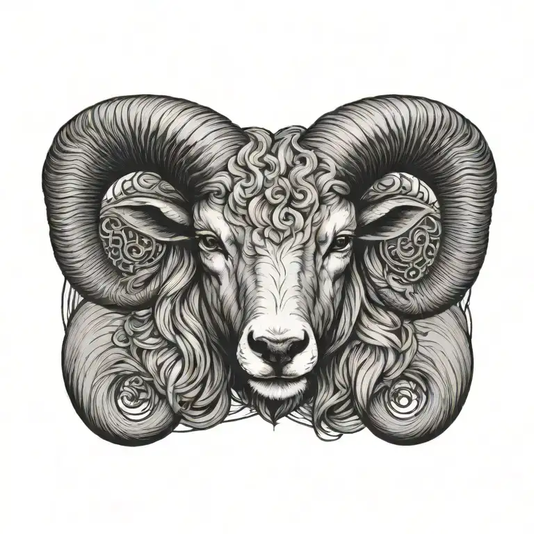 Aries In Realistic And Geometric Style