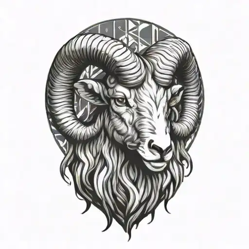 Aries In Realistic And Geometric Style