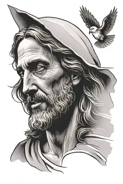 Face Of Jesus Christ Holding Grandpa