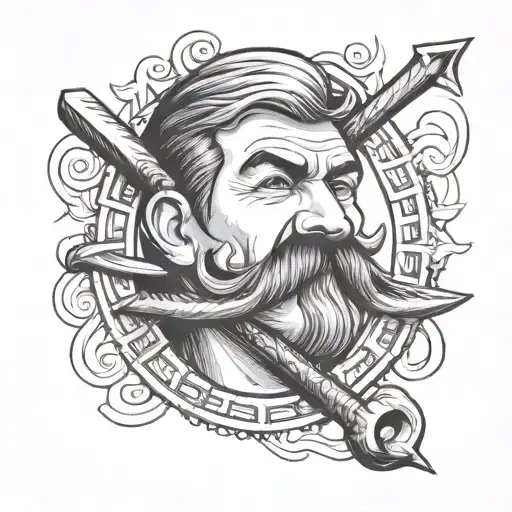 Throwing Dart With A Moustache Design Intertwined