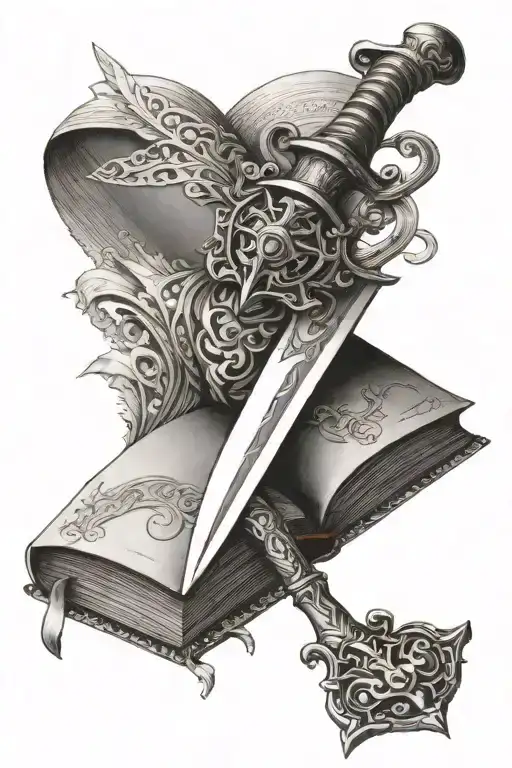 Sword Pierces Open Book