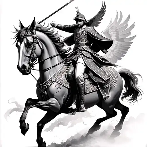 Chinese General Charging On Armored Horse With Owl In The Background