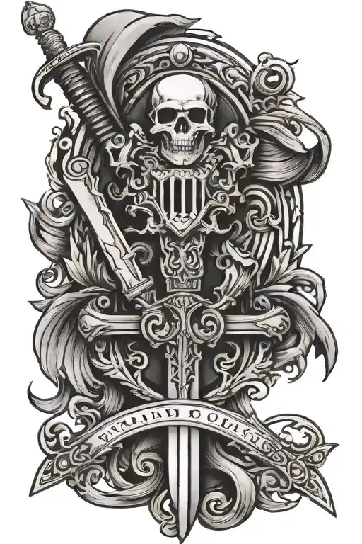 Hamlin Crest With Sword Behind It