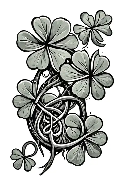 Irish Celtic Tree Of Life And 4 Leaf Clover