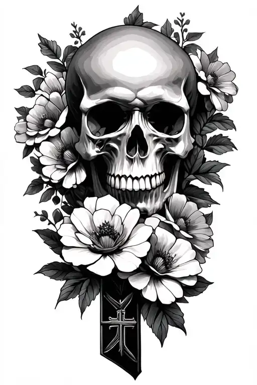Skull And Cross Flowers