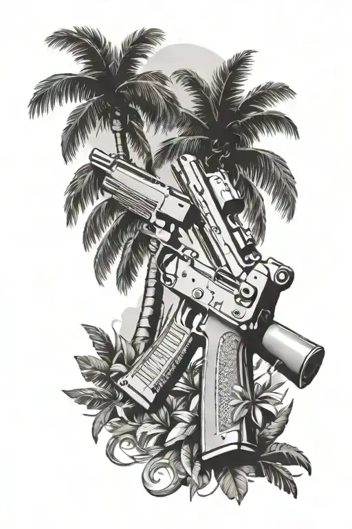 Ak47 And Palm Tree
