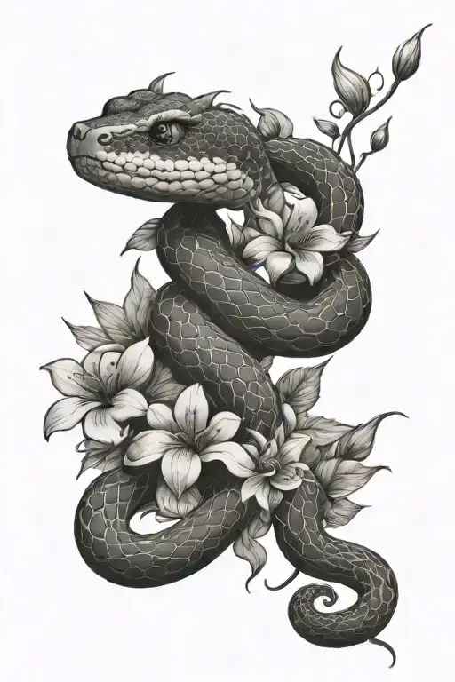 Snake And Flowers Wrapped