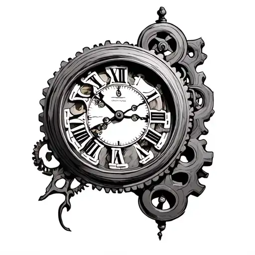 Tattoo Of A Clock Thats Halfway Open And You Can See The Gears Inside