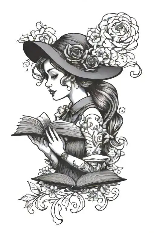 Feminine Book Lover Line Art Inspired
