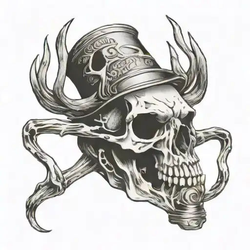 Deer Skull Holding Beer Can