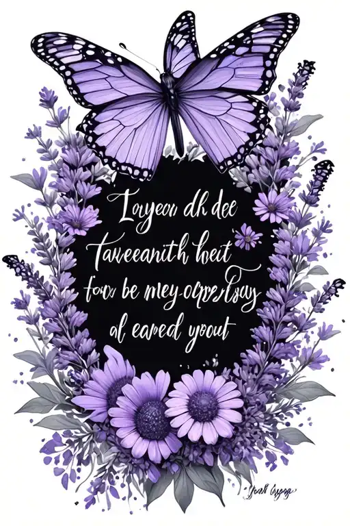 Lavender And Butterflies With Bible Verse