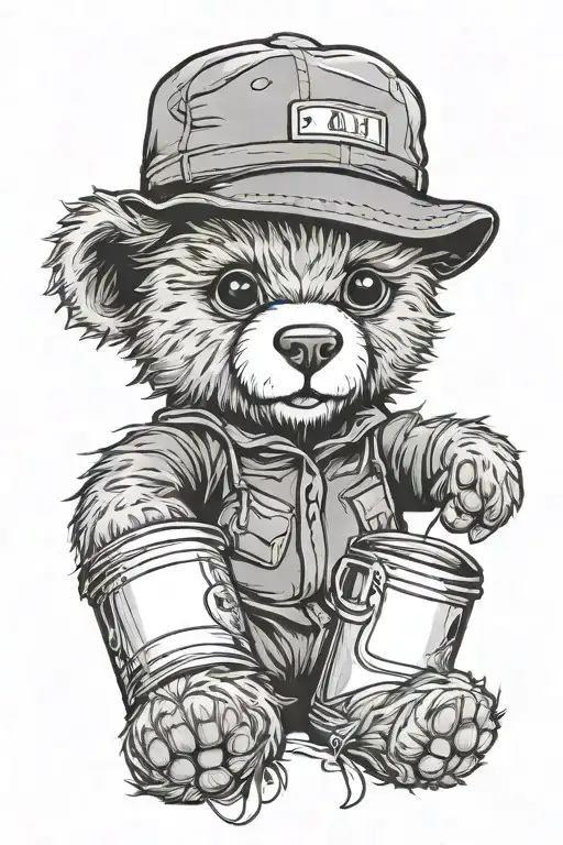 Teddy Bear Wearing Bucket Hat