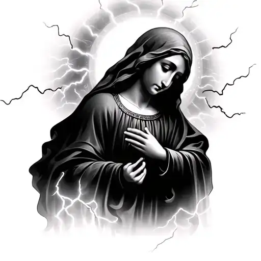 Virgin Mary Shooting Lightning Coming