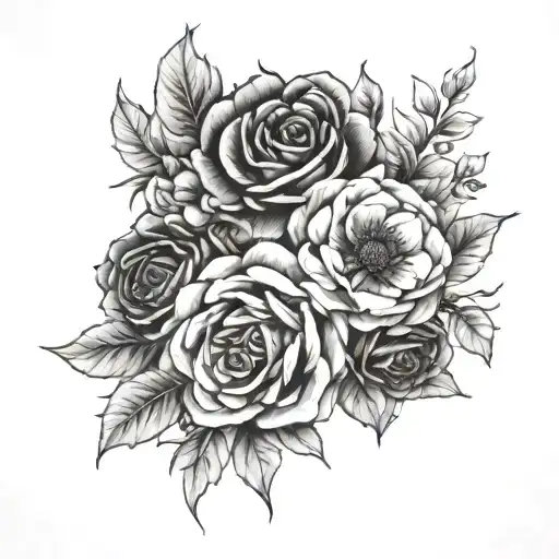 Flower Bouquet Fine Line