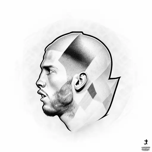 A Black And Grey Portrait Of A Famous Botafogo Player