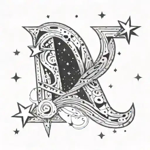Letter D2 Surrounded By Star Constellations Representing