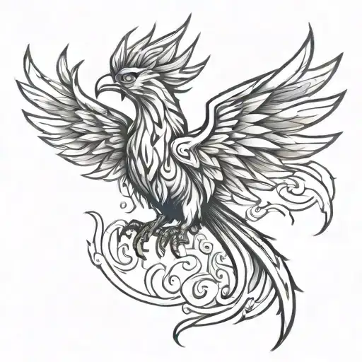 Phoenix Sketch Linework Shading Simple Outline