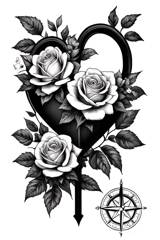 Roses Jasmine Flower Compass Heart Cross