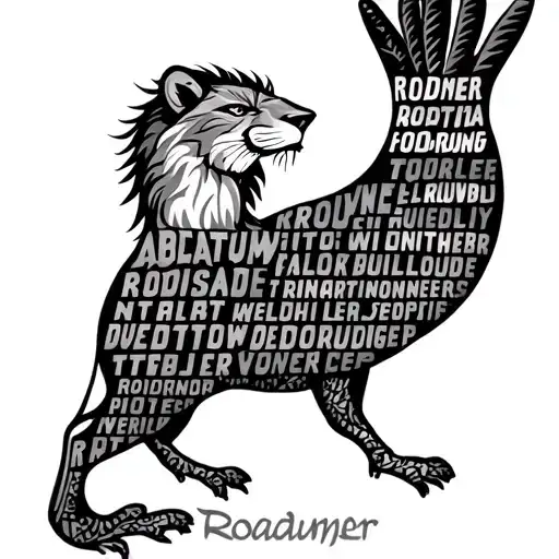 Roadrunner And Lion Word Repeating Forming A Pictures