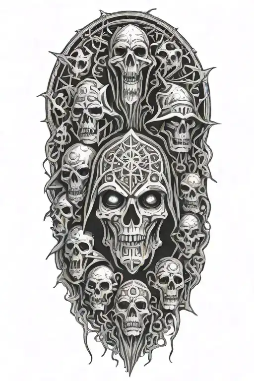 Hodded Cultists Surrounding Looking Upon A Great Old One With Glariong Eyes In The Dark