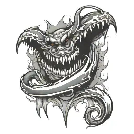 Fangs And Blade On Fire