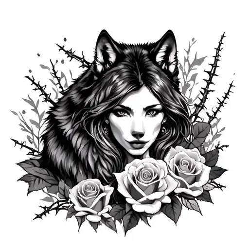 Wolves And Rose Thorns Pin Up Girl