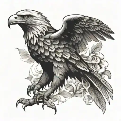 Eagle With Power And Nature