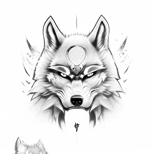 Oni Mask Of A Wolf With A Katana