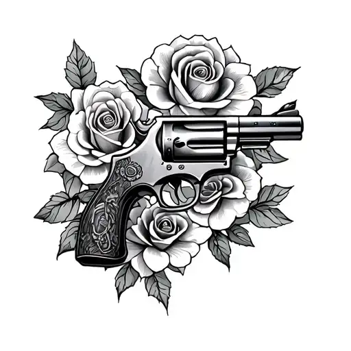 Western Colt Pistol Engraved With Roses