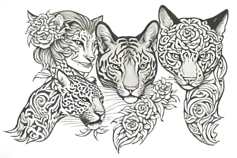 Mother And 2 Daughter Matching Tattoos Simple