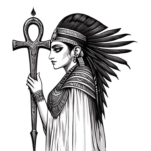 Isis Egyptian Goddess With Ankh