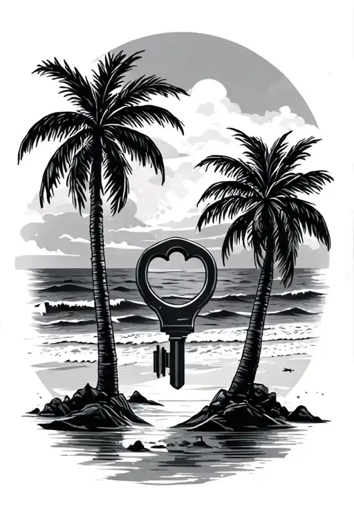 Escape Key With Palm Trees & Beach Landscape