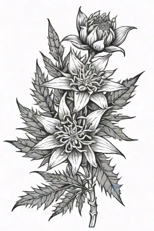 Mountain Gentian Edelweiss Silver Thistle