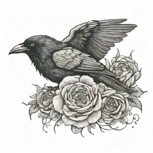 Crow And Ranunculus Flowers