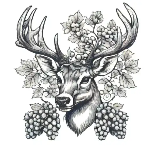 Deer Head And Grapes