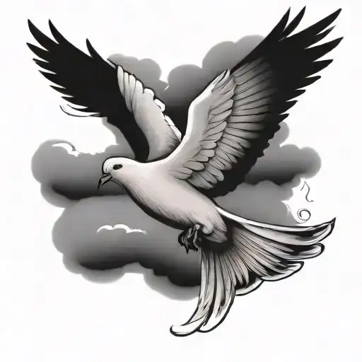 Lonely Dove Flying In The Air