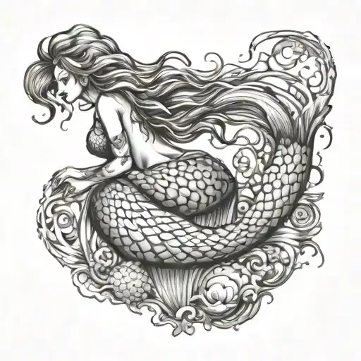 Mermaid From Behind And Ocean Floor Plan