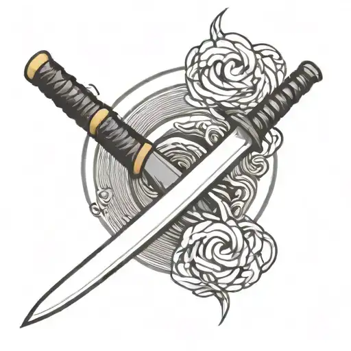 Katana And The Letter A Minimalist