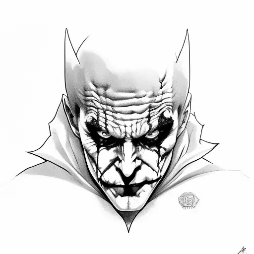 Joker Frowning With Batmans Cowl On