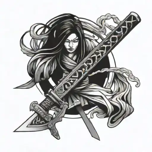 Katana And The Letter A Minimalist