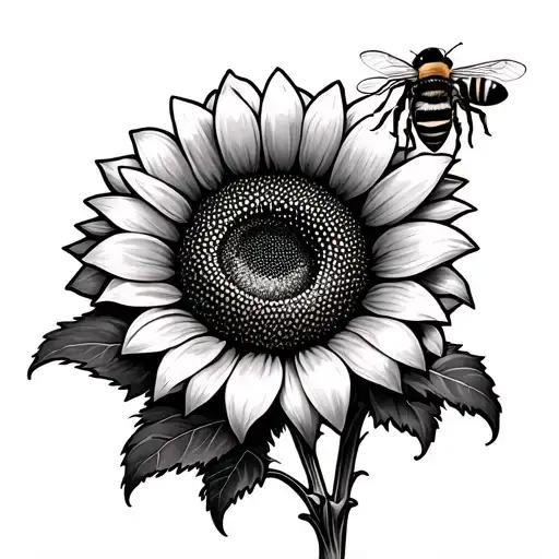 Sunflower With Honeycomb And Bees